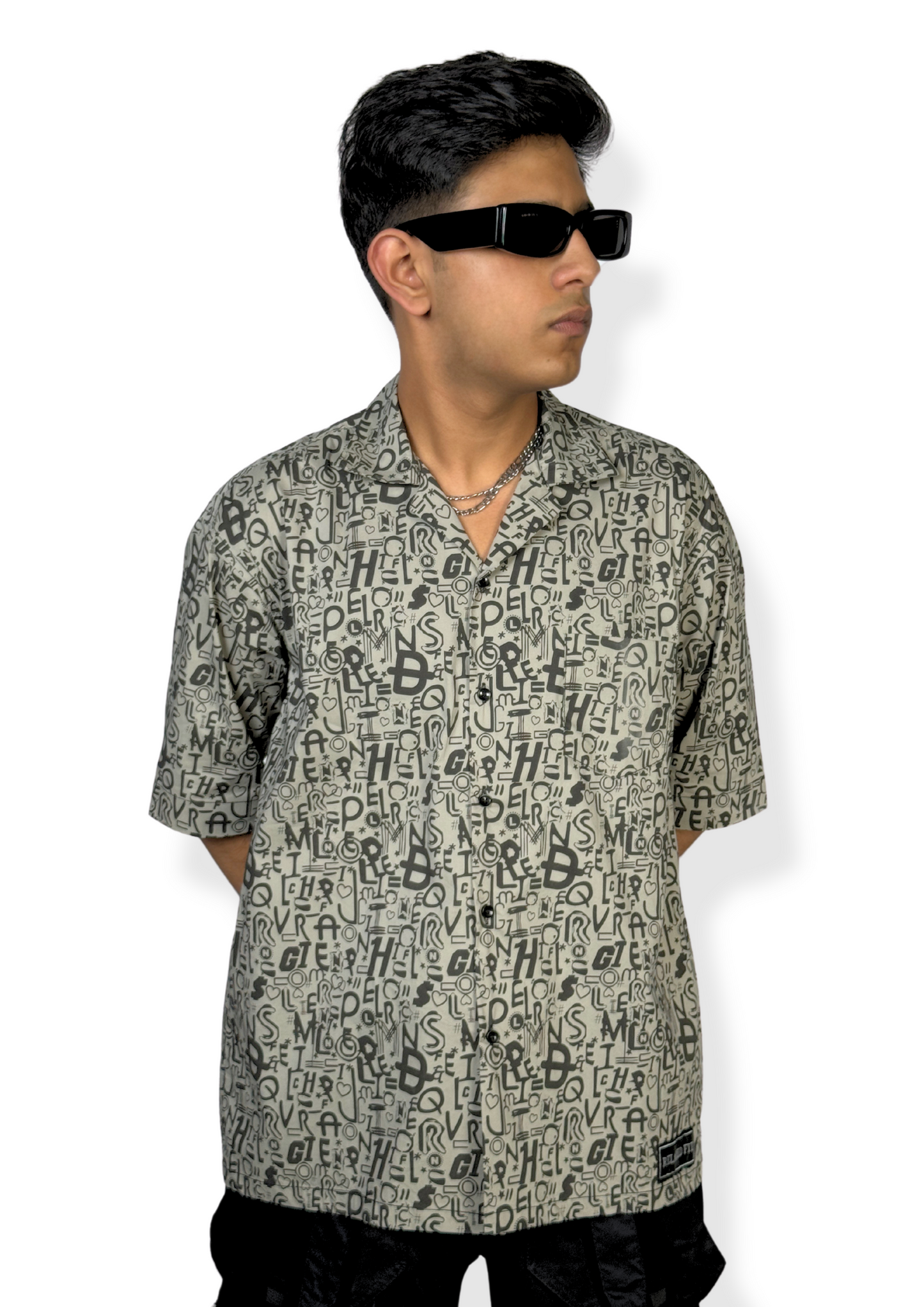 GRAY ALPHABETS (RELAXED FIT SHIRT)