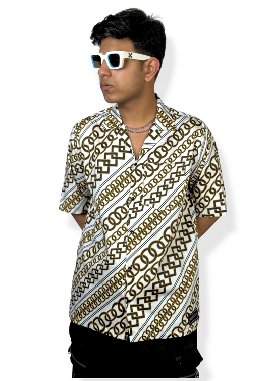 White-Gold Chain (RELAXED FIT SHIRT)