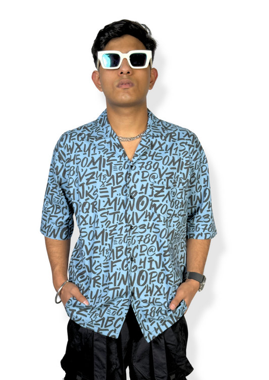 BLUE ALPHABETS (RELAXED FIT SHIRT)